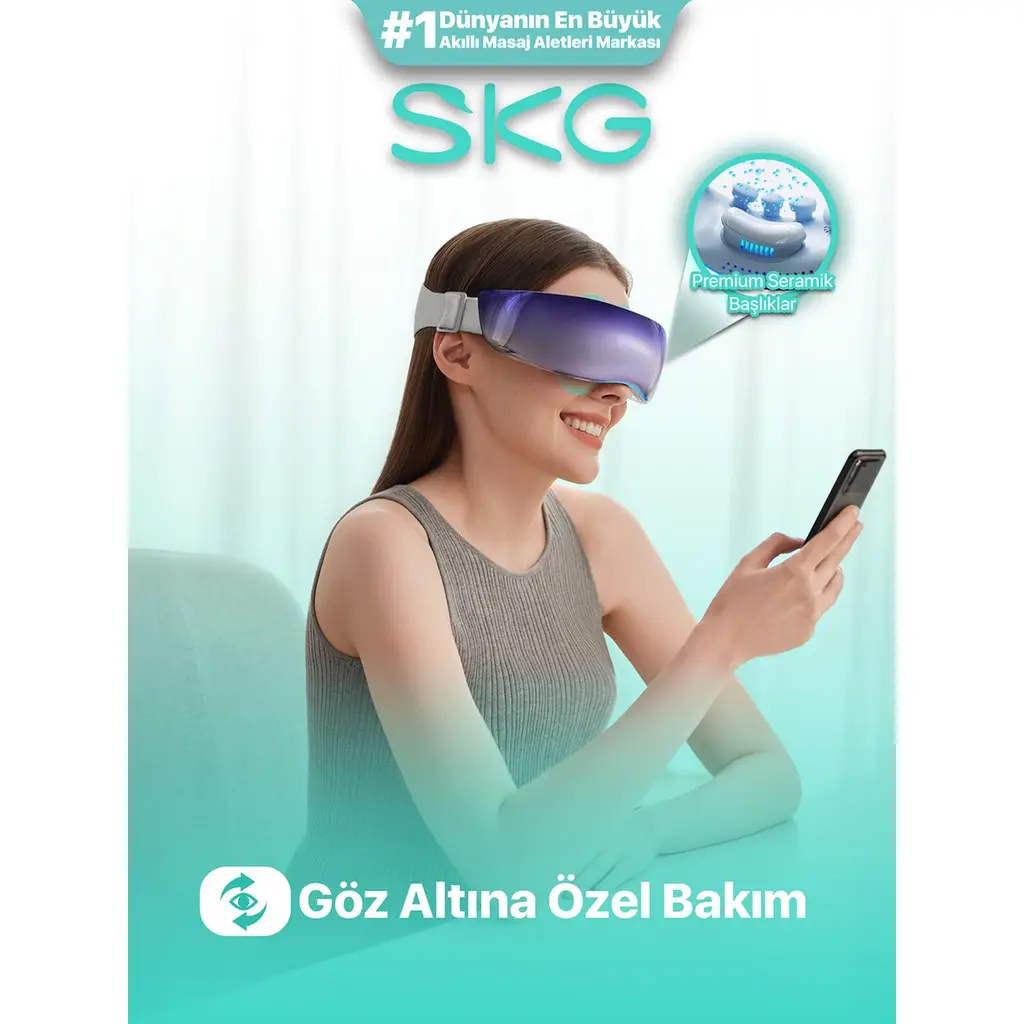 Skg KS700-E Akıllı Göz Masaj Aleti / Robotu | Soğuk Kompress | Mobil APP, Isı Terapisi & Termoterapi