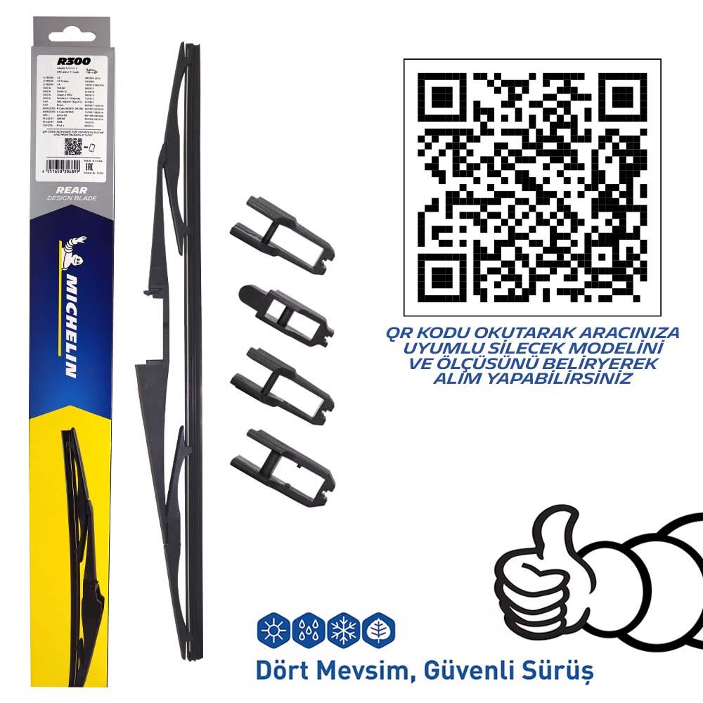 Michelin Rainforce™ MCR300 30CM 1 Adet Universal Telli Hibrit Arka Silecek Michelin Rainforce™ MCR300 30CM 1 Adet Universal Telli Hibrit Arka Silecek