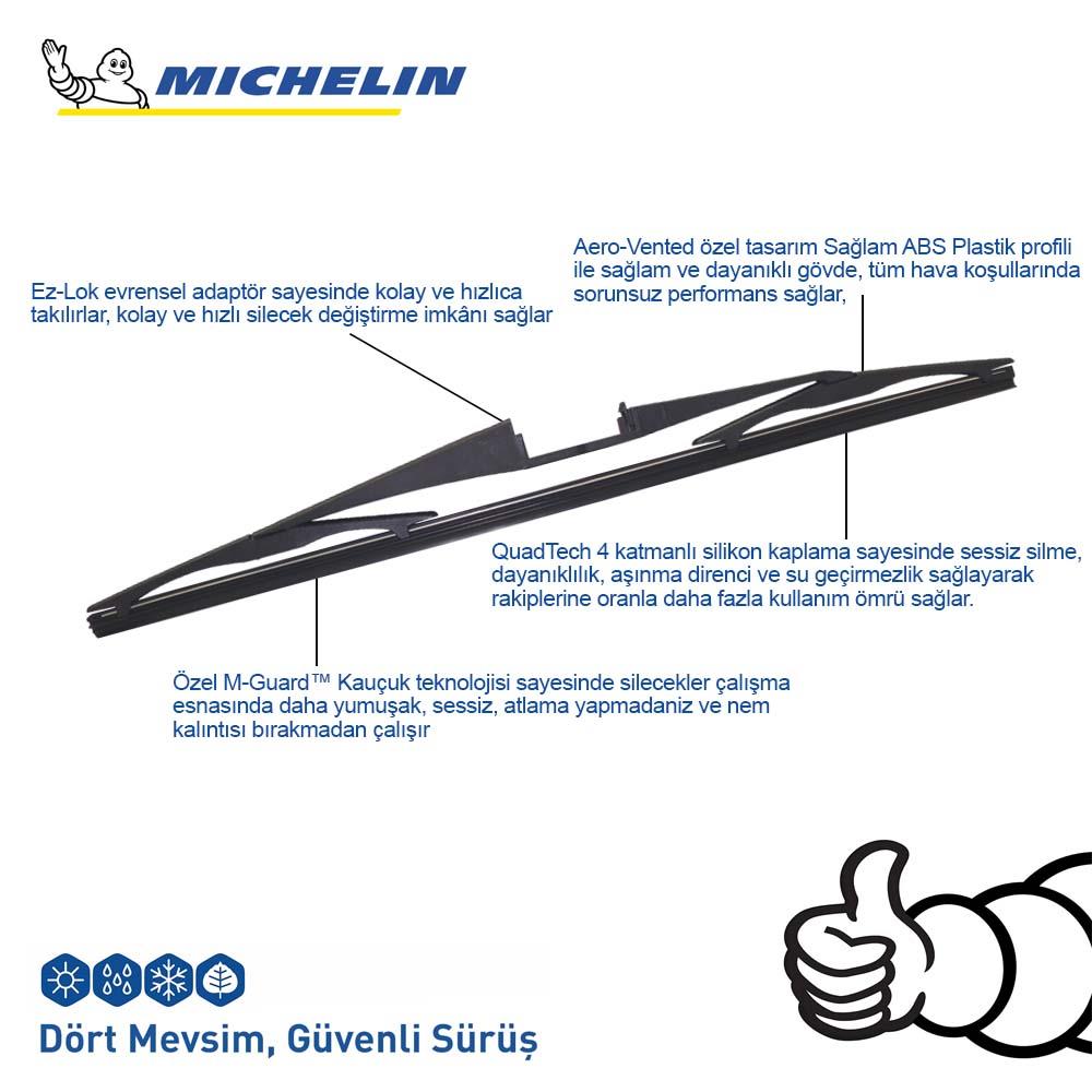 Michelin Rainforce™ MCR350 35CM 1 Adet Universal Telli Hibrit Arka Silecek Michelin Rainforce™ MCR350 35CM 1 Adet Universal Telli Hibrit Arka Silecek
