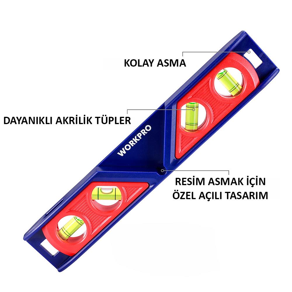 WORKPRO WP262028 225MM Açı Kontrollü Torpedo Su Terazisi WORKPRO WP262028 225MM Açı Kontrollü Torpedo Su Terazisi
