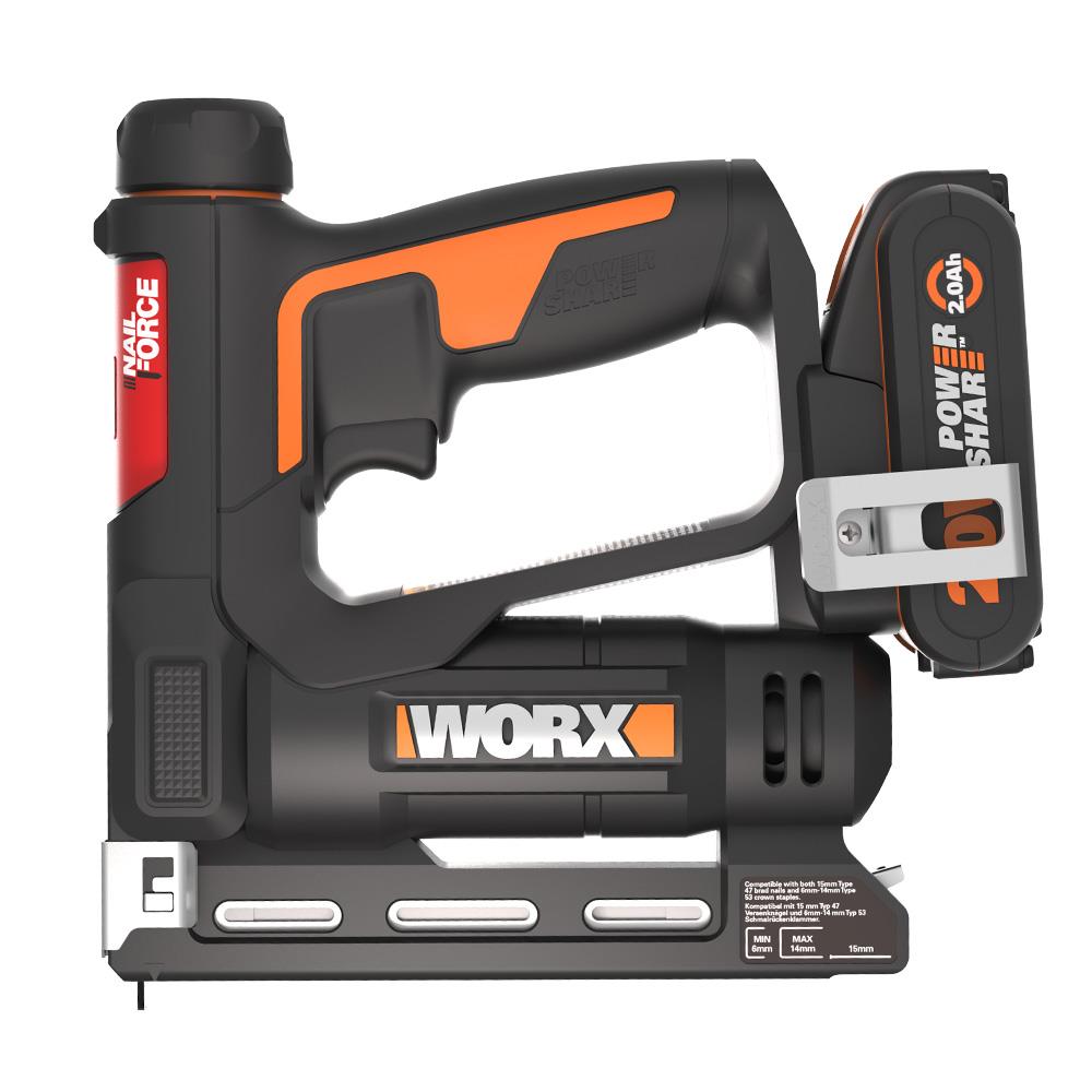 WORX WX843 20Volt/2.0Ah. Li-ion Şarjlı Profesyonel 6-14mm Zımba ve 15mm Çivi Çakma + 3500 adet Yedek Zımba ve Çivi WORX WX843 20Volt/2.0Ah. Li-ion Şarjlı Profesyonel 6-14mm Zımba ve 15mm Çivi Çakma + 3500 adet Yedek Zımba ve Çivi