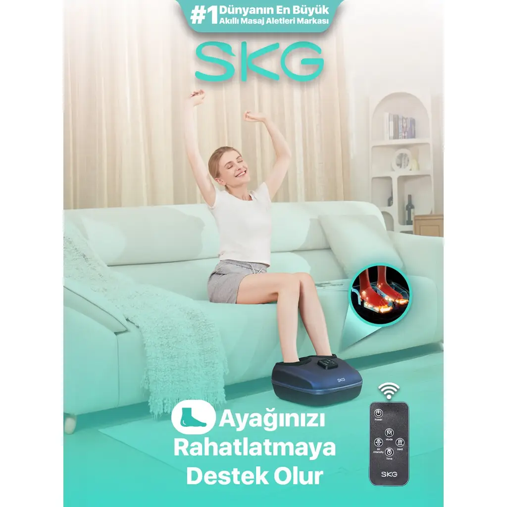 Skg YS100 Ayak Masaj Aleti / Robotu | Uzaktan Kumanda, Isı & Termoterapi Shiatsu Teknikleri Akıllı Masaj Aleti